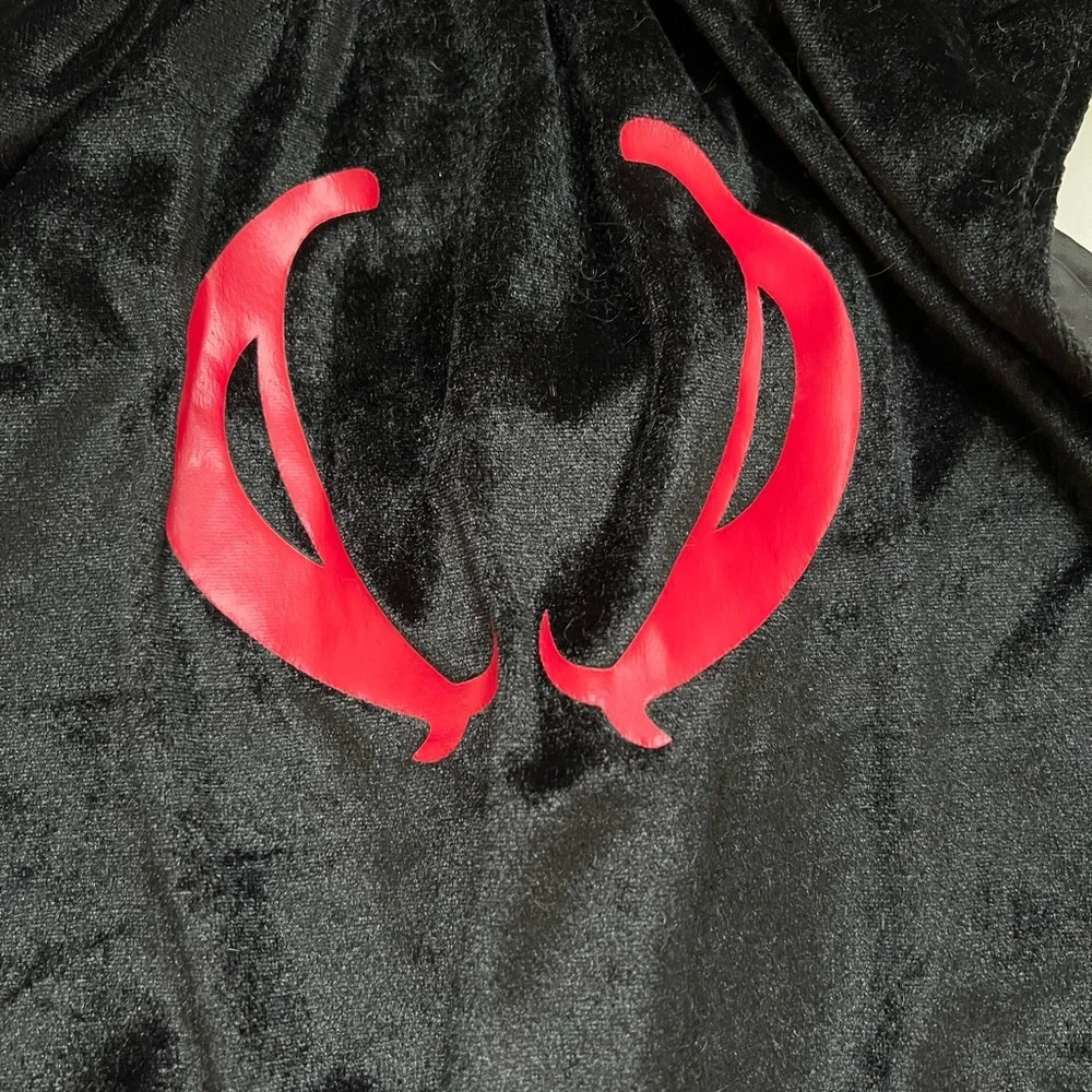 Devil Dog Costume Top Paw Halloween Size M 2 Pieces Hat With Horns and Cape Pup
